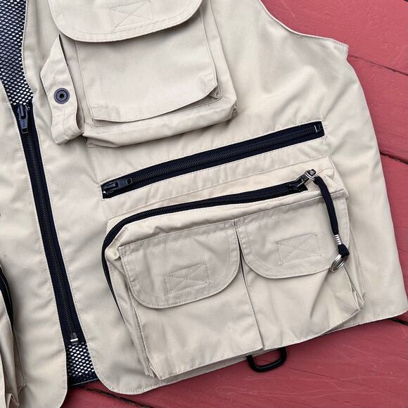 Vintage Ralph Lauren Fly Fishing Vest Utility L Photographer Field Khaki Hi Tech - Picture 5 of 10